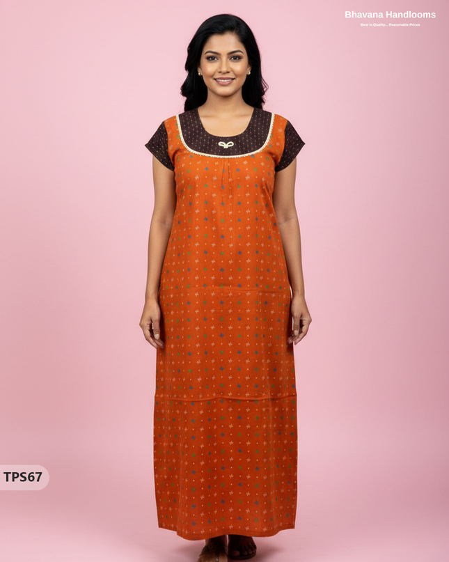 Cotton Printed Nighties | Comfortable Free Size Nightwear for Women