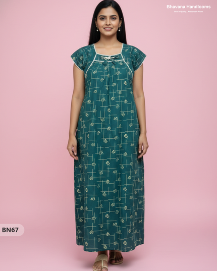 Cotton Printed Nighties | Comfortable Free Size Nightwear for Women