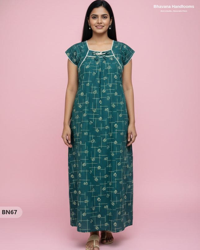 Cotton Printed Nighties | Comfortable Free Size Nightwear for Women
