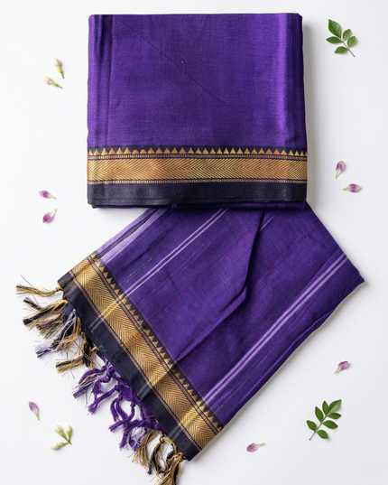 Traditional wear Narayanpet Mercerised cotton dress material with Bluish Purple colour