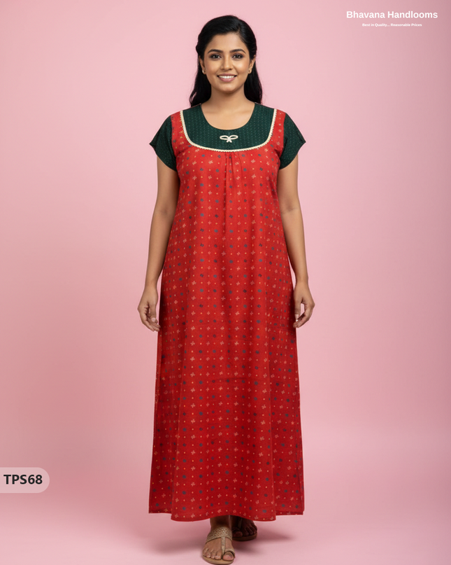 Cotton Printed Nighties | Comfortable Free Size Nightwear for Women