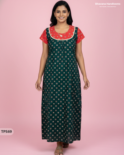 Cotton Printed Nighties | Comfortable Free Size Nightwear for Women