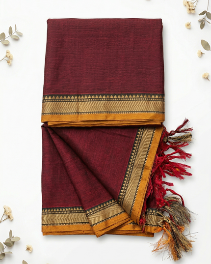 Traditional wear Narayanpet Mercerised cotton dress material with Maroon colour