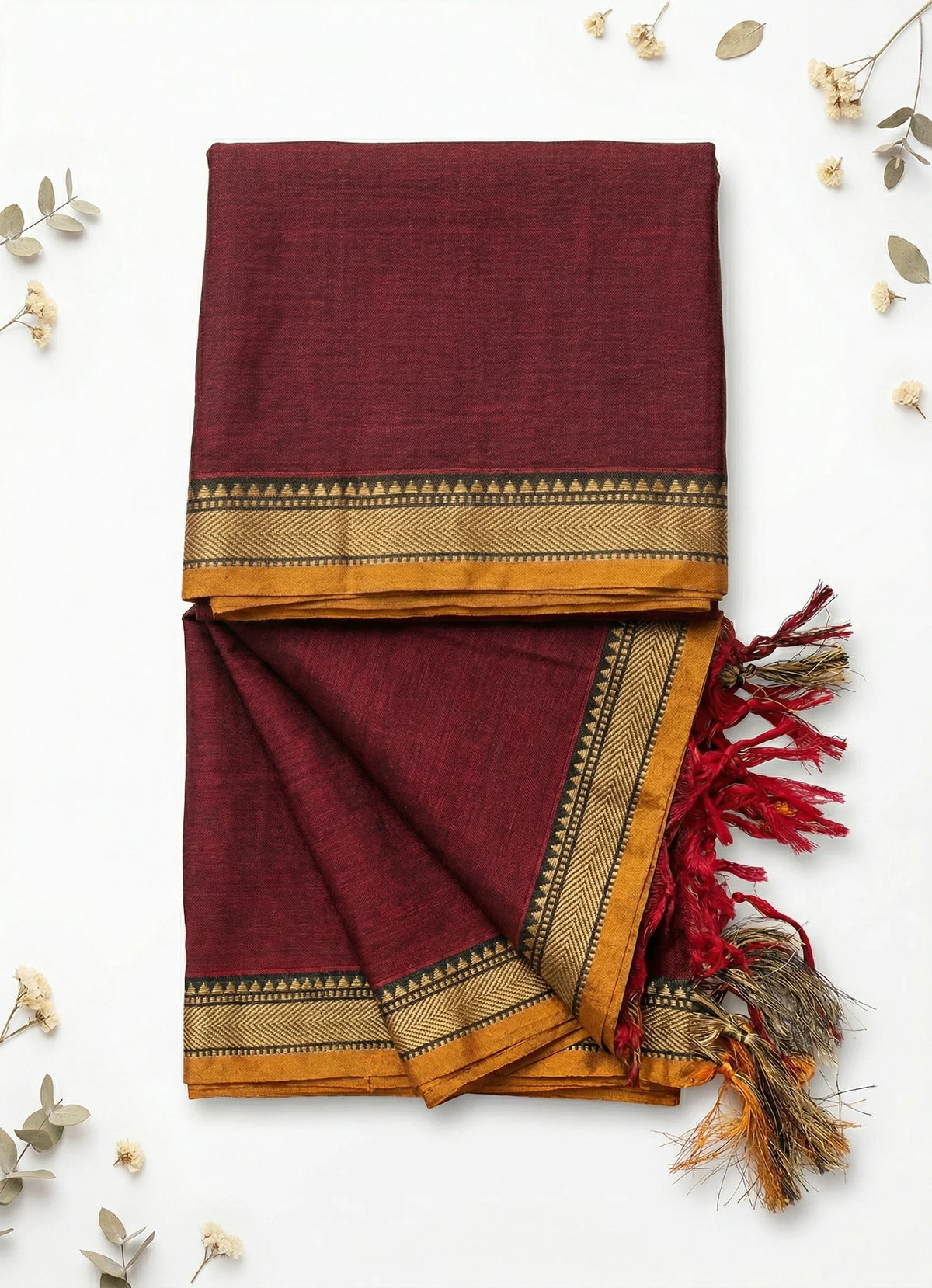 Traditional wear Narayanpet Mercerised cotton dress material with Maroon colour