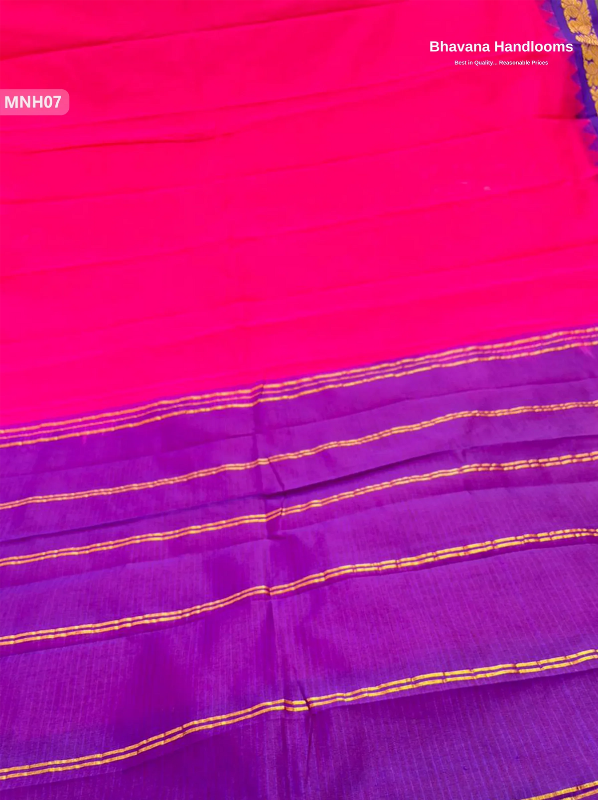 Mini Gadwal Cotton Saree in Rose Pink with Small Zari Border | Without Blouse