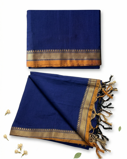 Traditional wear Narayanpet Mercerised cotton dress material with Blue colour