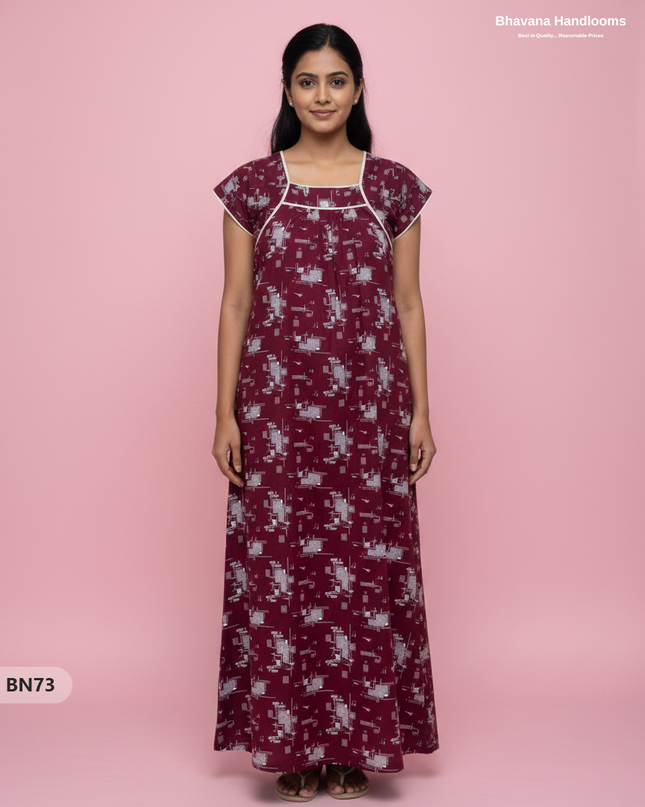Cotton Printed Nighties | Comfortable Free Size Nightwear for Women