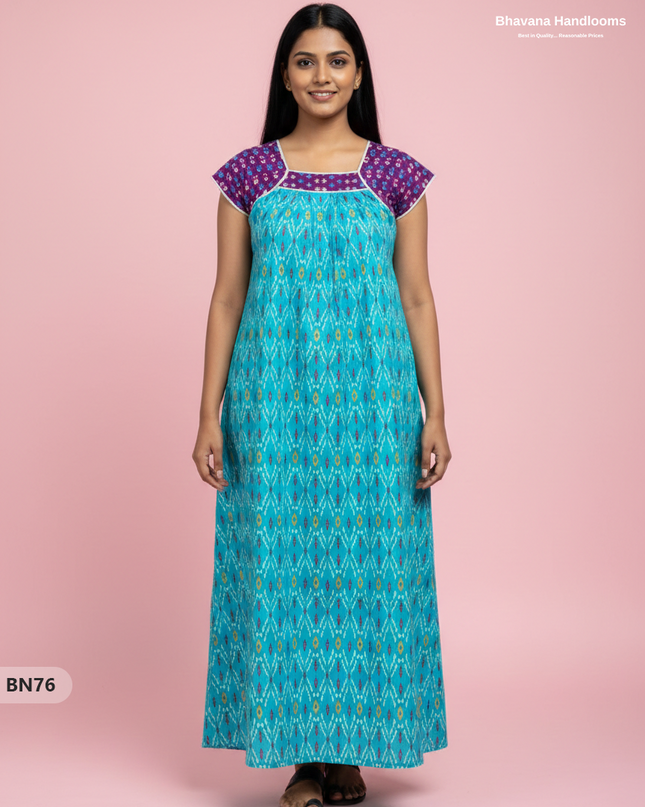 Cotton Printed Nighties | Comfortable Free Size Nightwear for Women