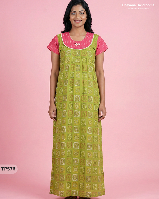 Cotton Printed Nighties | Comfortable Free Size Nightwear for Women