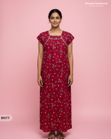 Cotton Printed Nighties | Comfortable Free Size Nightwear for Women