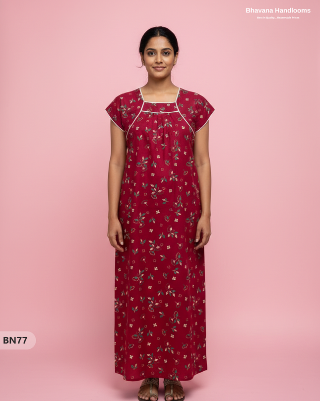 Cotton Printed Nighties | Comfortable Free Size Nightwear for Women