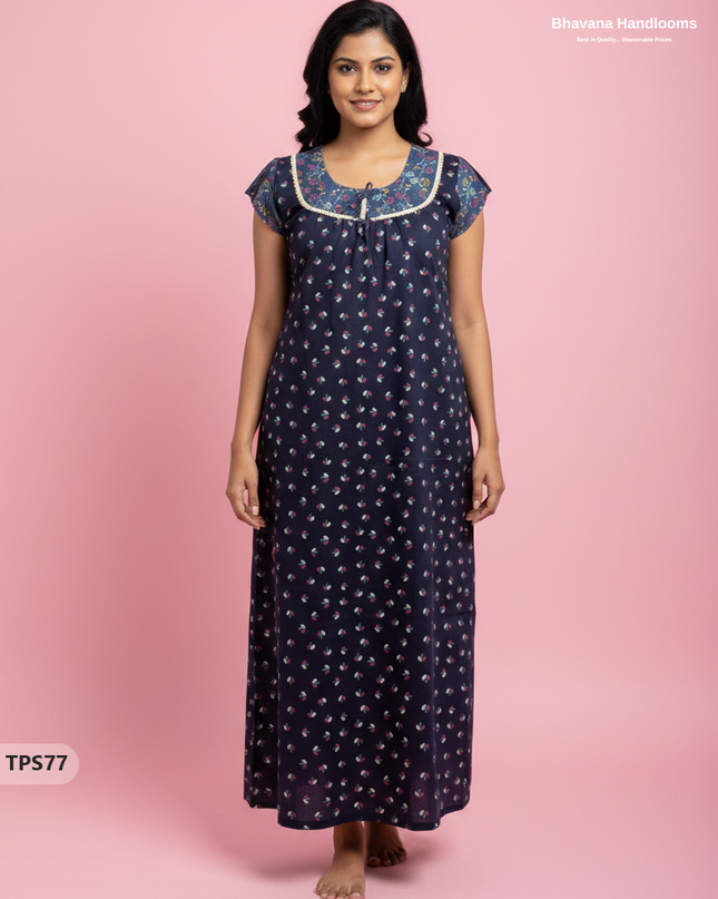 Cotton Printed Nighties | Comfortable Free Size Nightwear for Women