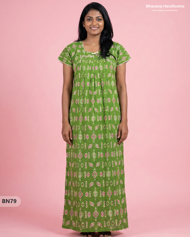 Cotton Printed Nighties | Comfortable Free Size Nightwear for Women