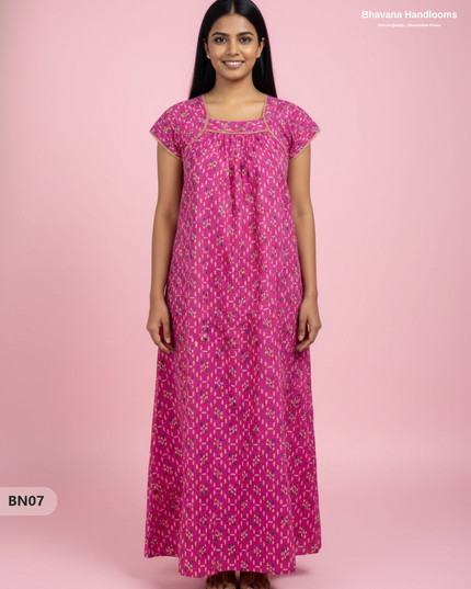 Cotton Printed Nighties | Comfortable Free Size Nightwear for Women