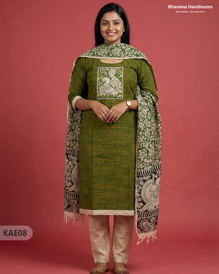 Readymade Kalamkari Cotton Kurti Set in Green Colour | Elegant Ethnic Wear