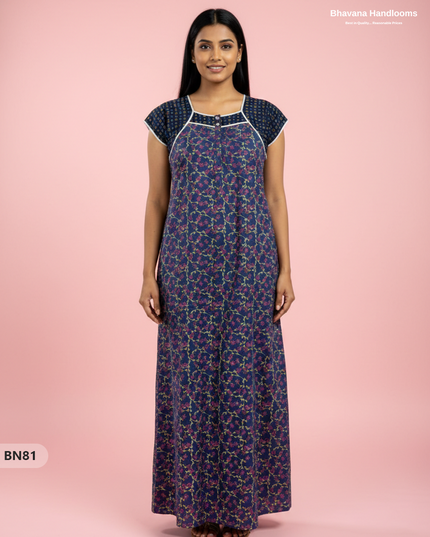 Cotton Printed Nighties | Comfortable Free Size Nightwear for Women