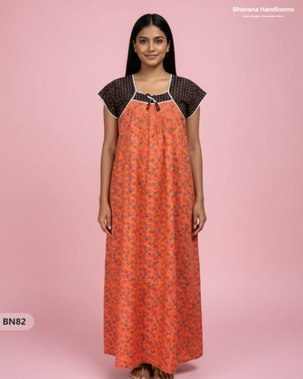 Cotton Printed Nighties | Comfortable Free Size Nightwear for Women