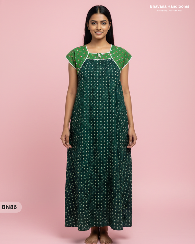 Cotton Printed Nighties | Comfortable Free Size Nightwear for Women