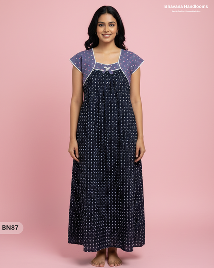 Cotton Printed Nighties | Comfortable Free Size Nightwear for Women