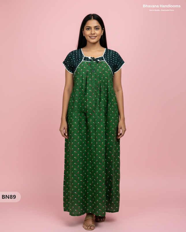 Cotton Printed Nighties | Comfortable Free Size Nightwear for Women