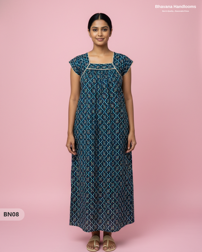 Cotton Printed Nighties | Comfortable Free Size Nightwear for Women