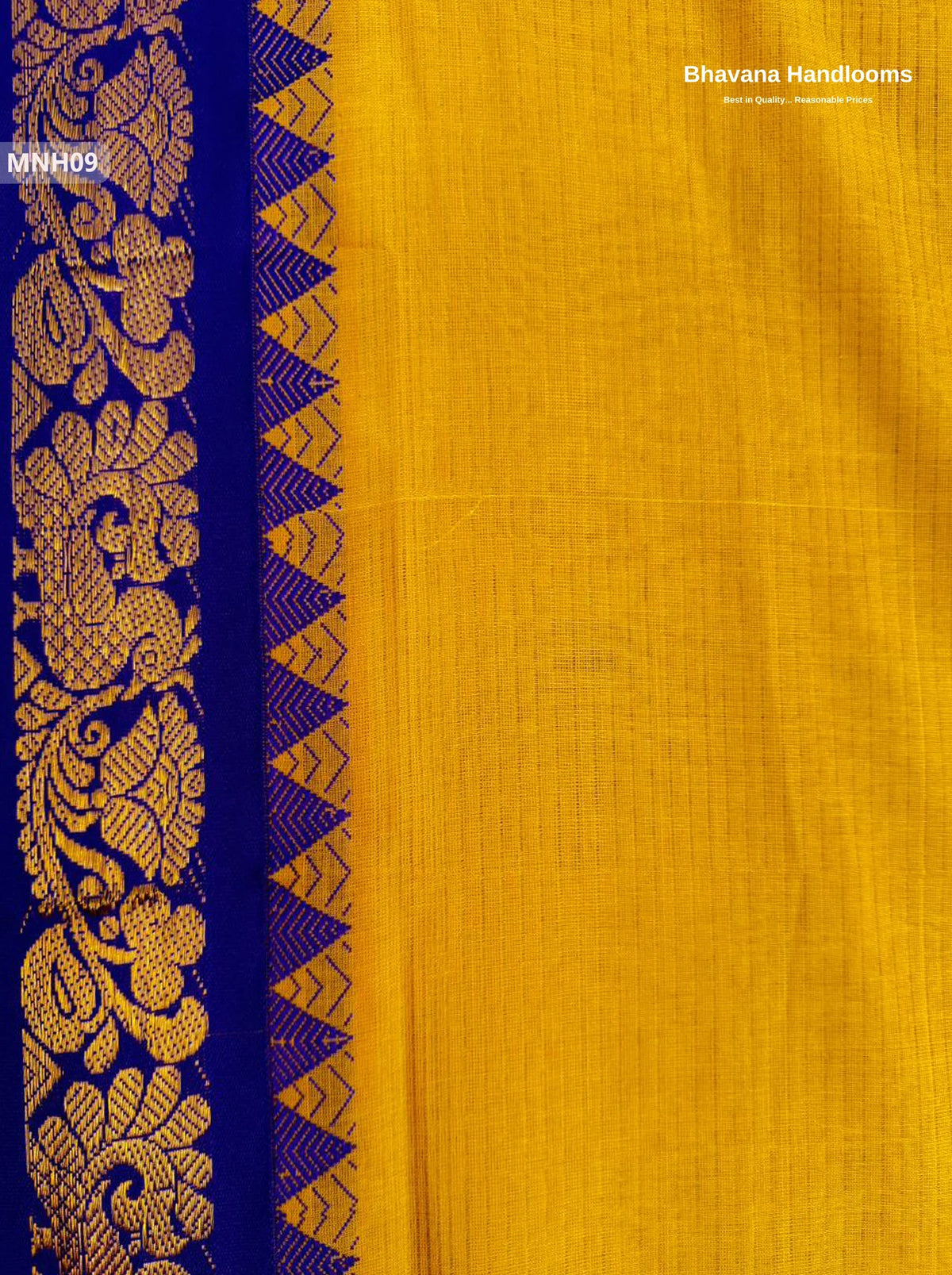 Mini Gadwal Cotton Saree in Yellow with Small Zari Border | Without Blouse