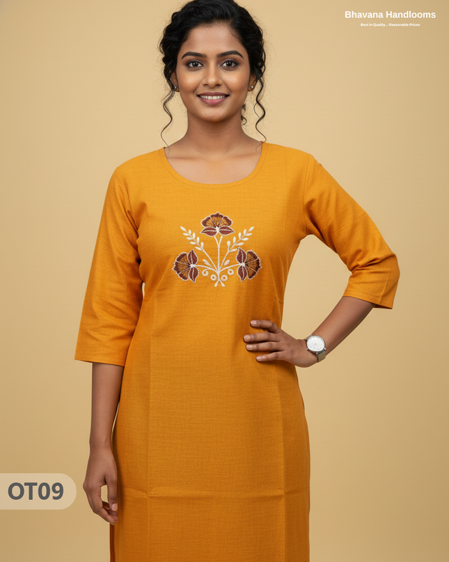 Cotton Tops with Full Length Lining Yellow Colour | Dailywear Essentials