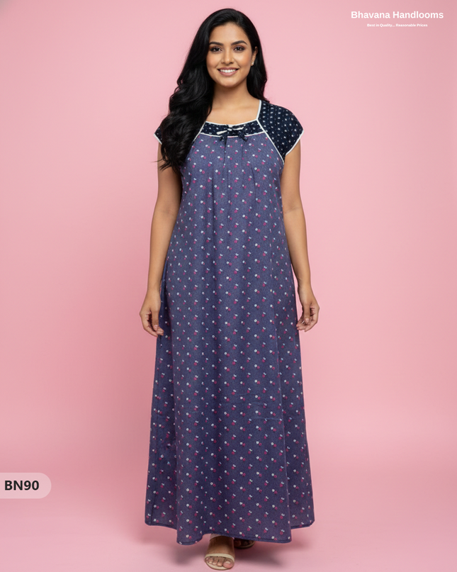Cotton Printed Nighties | Comfortable Free Size Nightwear for Women