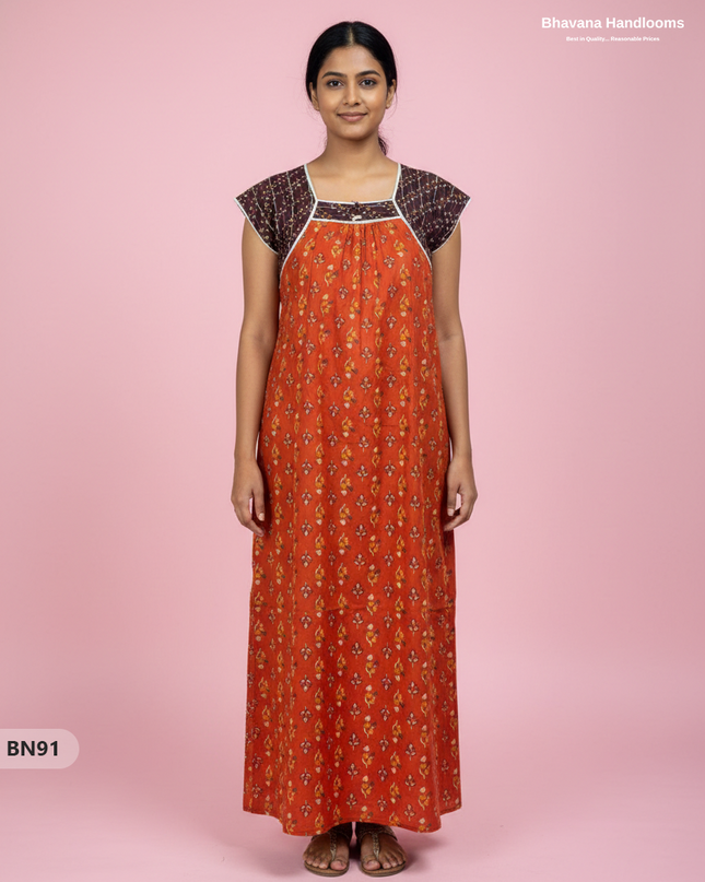 Cotton Printed Nighties | Comfortable Free Size Nightwear for Women