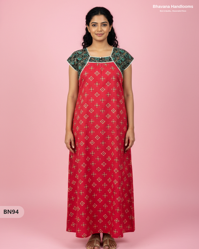 Cotton Printed Nighties | Comfortable Free Size Nightwear for Women