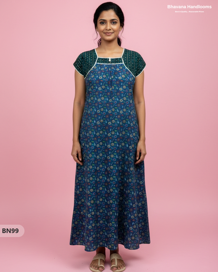 Cotton Printed Nighties | Comfortable Free Size Nightwear for Women