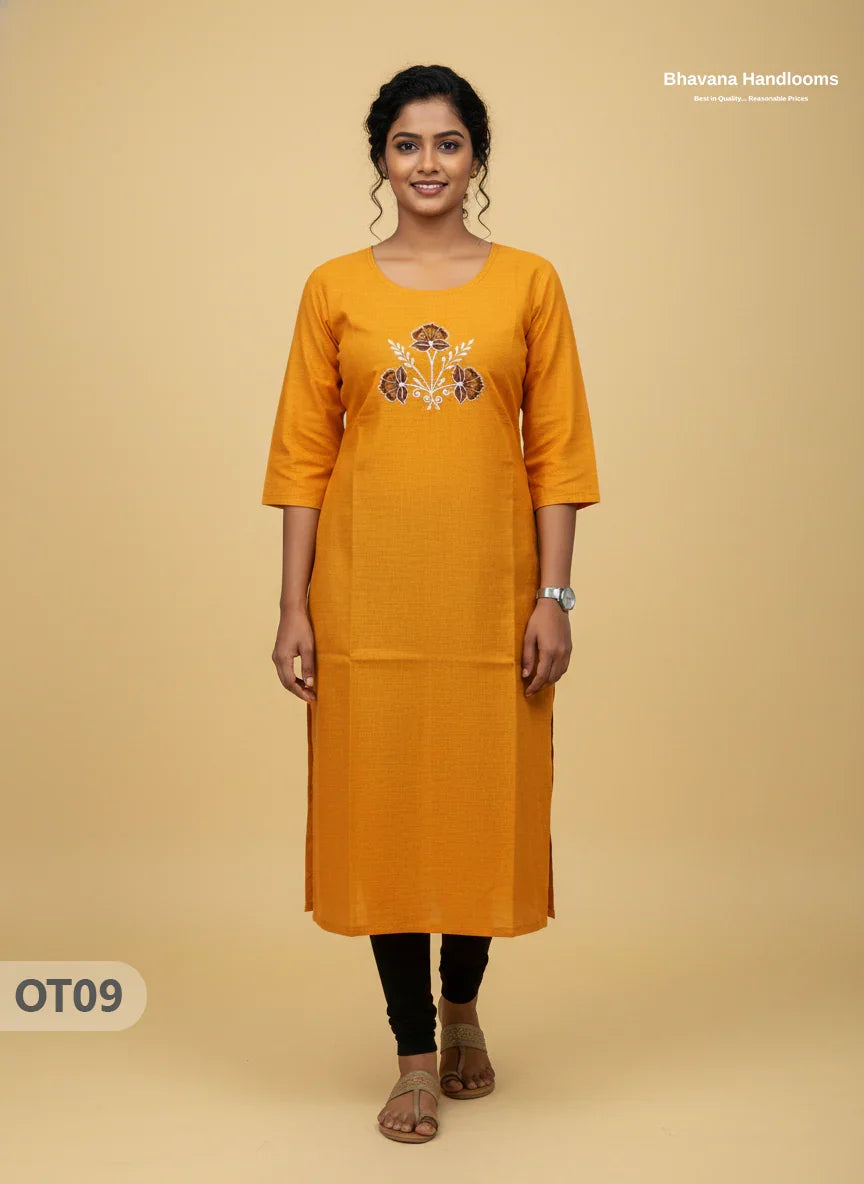 Cotton Tops with Full Length Lining Yellow Colour | Dailywear Essentials