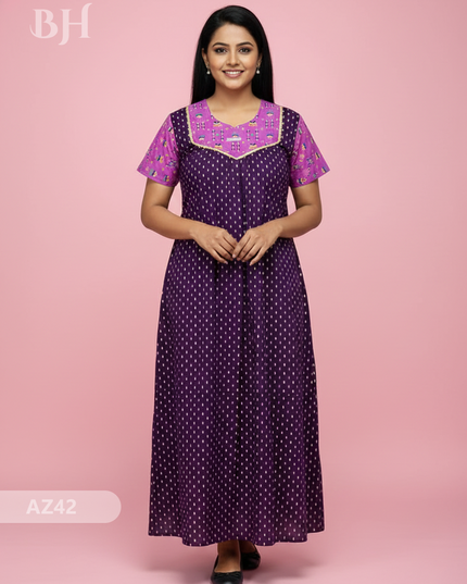 Cotton Printed Nighties | Comfortable Free Size Nightwear for Women