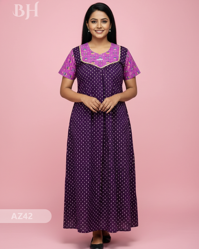 Cotton Printed Nighties | Comfortable Free Size Nightwear for Women