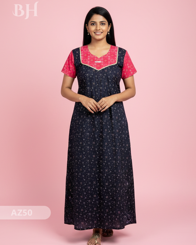 Cotton Printed Nighties | Comfortable Free Size Nightwear for Women