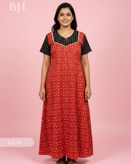 Cotton Printed Nighties | Comfortable Free Size Nightwear for Women