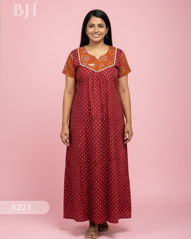 Cotton Printed Nighties | Comfortable Free Size Nightwear for Women