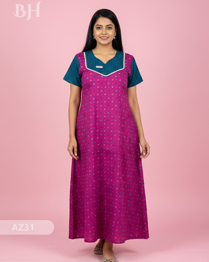 Cotton Printed Nighties | Comfortable Free Size Nightwear for Women