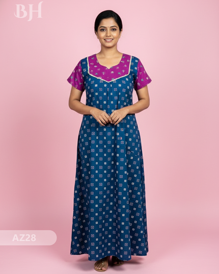 Cotton Printed Nighties | Comfortable Free Size Nightwear for Women