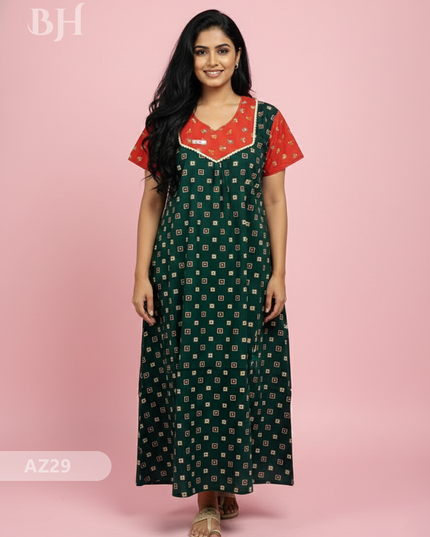 Cotton Printed Nighties | Comfortable Free Size Nightwear for Women