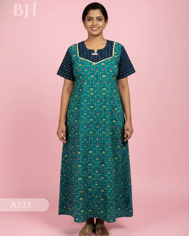 Cotton Printed Nighties | Comfortable Free Size Nightwear for Women