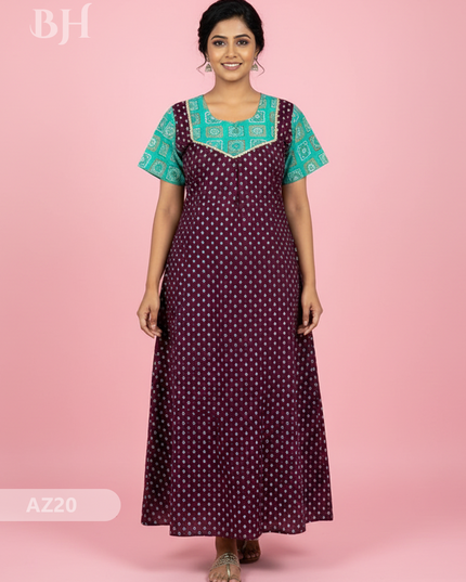 Cotton Printed Nighties | Comfortable Free Size Nightwear for Women