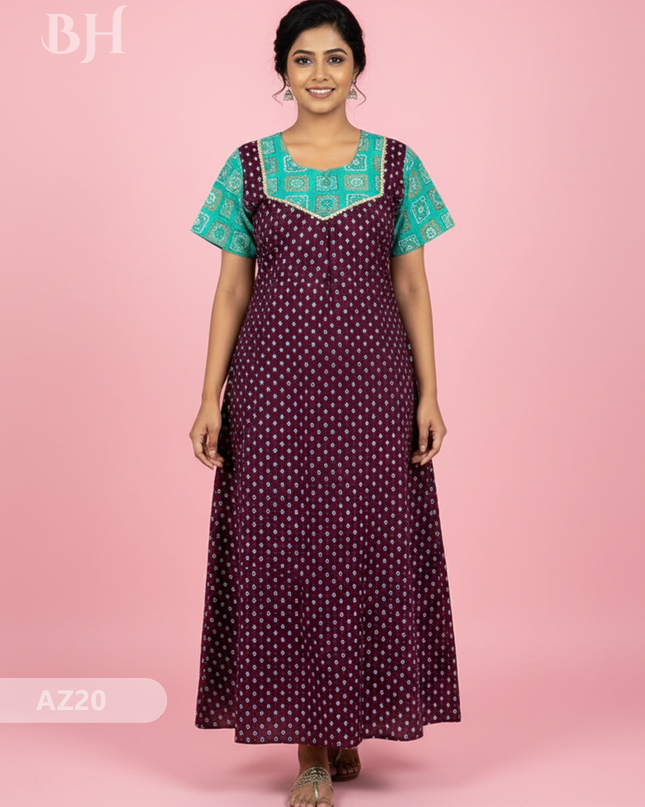Cotton Printed Nighties | Comfortable Free Size Nightwear for Women
