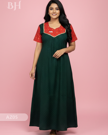 Cotton Printed Nighties | Comfortable Free Size Nightwear for Women