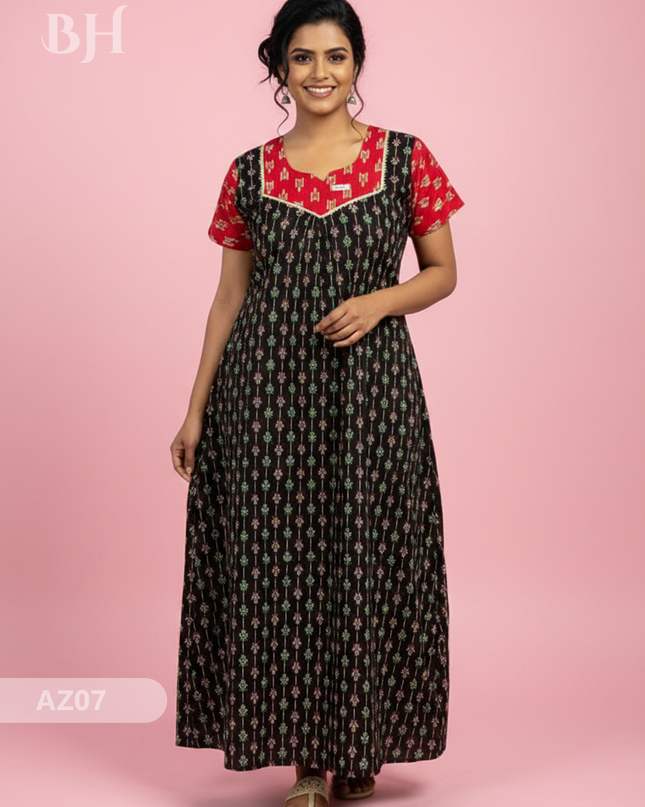 Cotton Printed Nighties | Comfortable Free Size Nightwear for Women