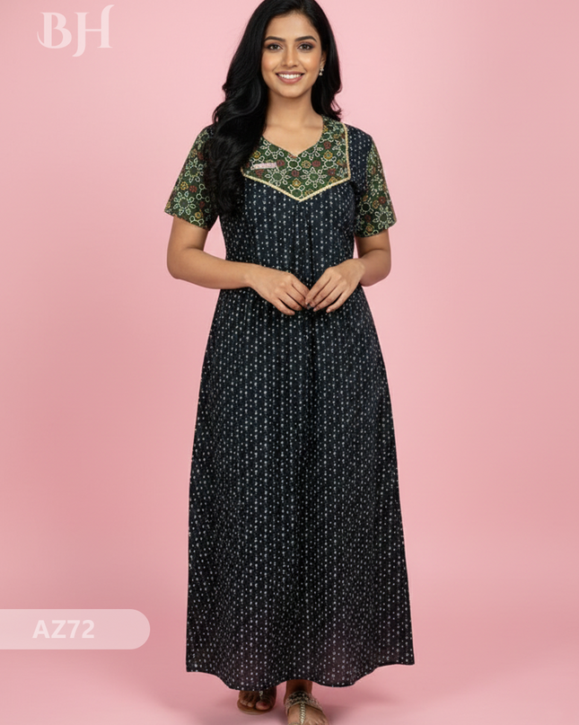 Cotton Printed Nighties | Comfortable Free Size Nightwear for Women