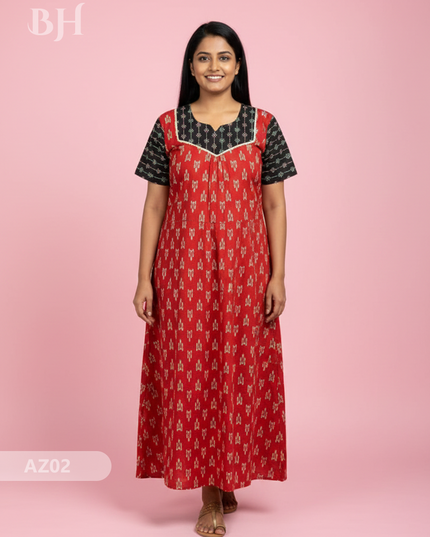 Cotton Printed Nighties | Comfortable Free Size Nightwear for Women