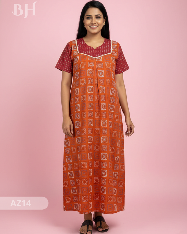 Cotton Printed Nighties | Comfortable Free Size Nightwear for Women