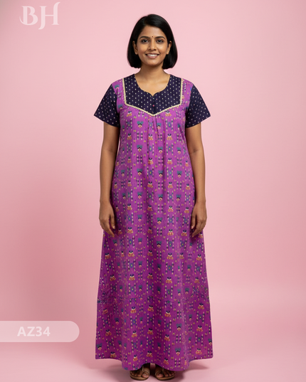 Cotton Printed Nighties | Comfortable Free Size Nightwear for Women