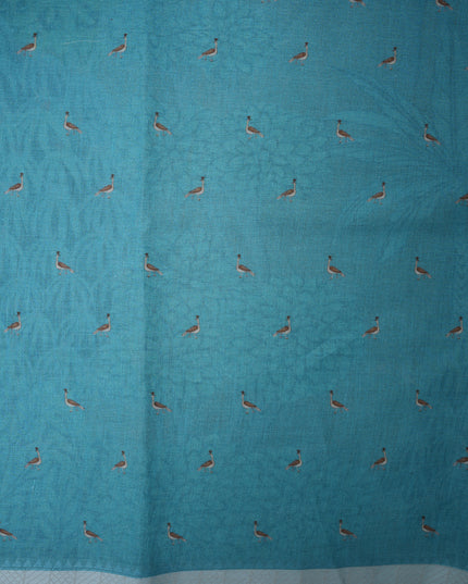 Khadi Digital Printed Saree in Earth Brown Colour with Scenic Forest Nature-Inspired Design